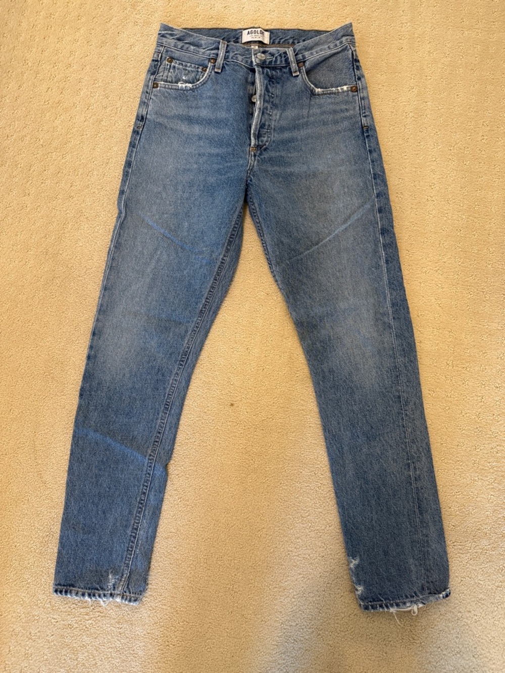 Agolde Medium Blue Straight Jeans